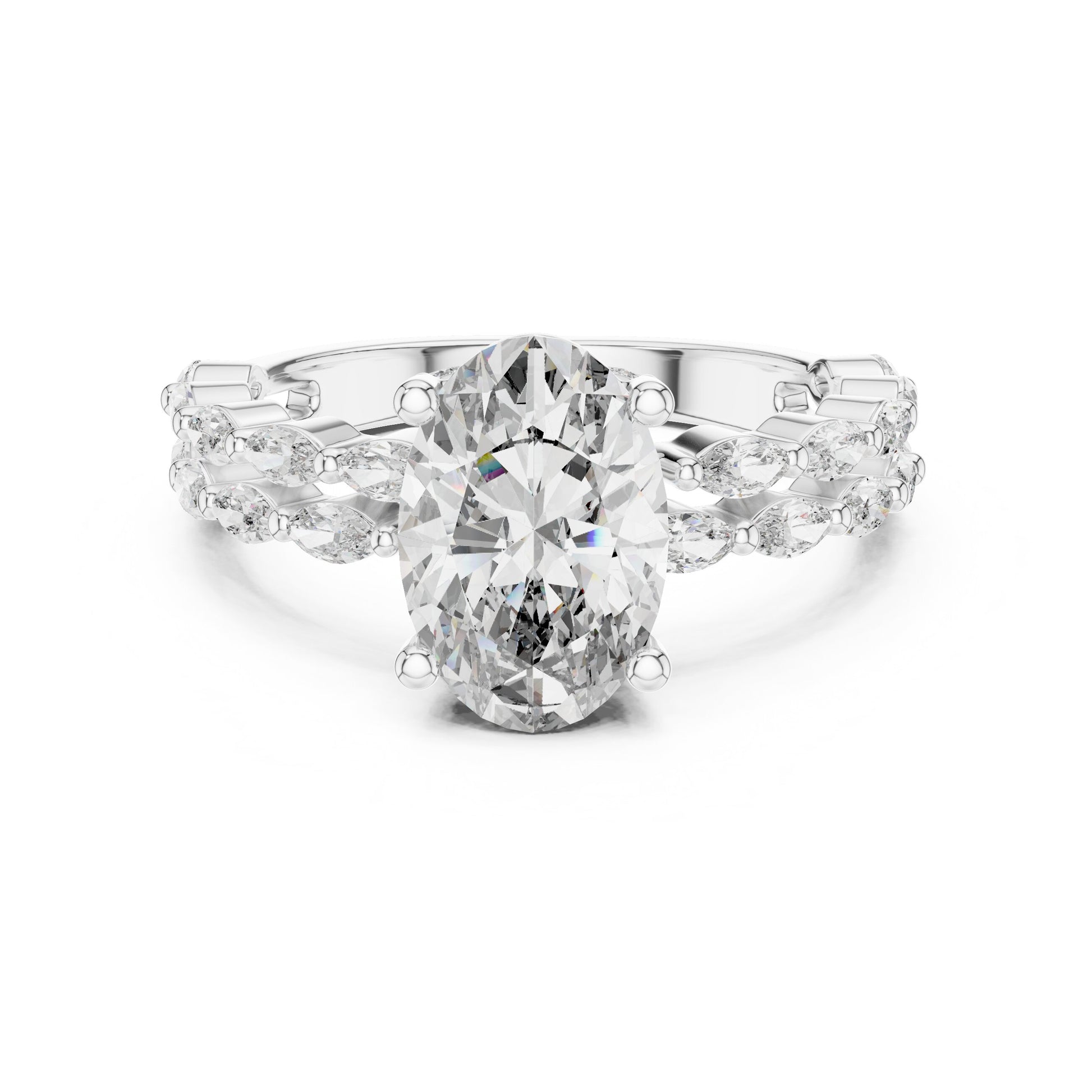 Mixed Shape Lab Grown Diamond Side Stone Ring