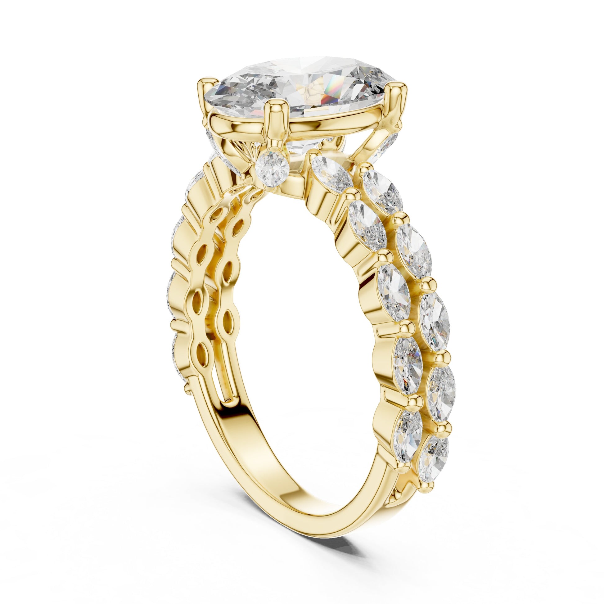 Mixed Shape Lab Grown Diamond Side Stone Ring