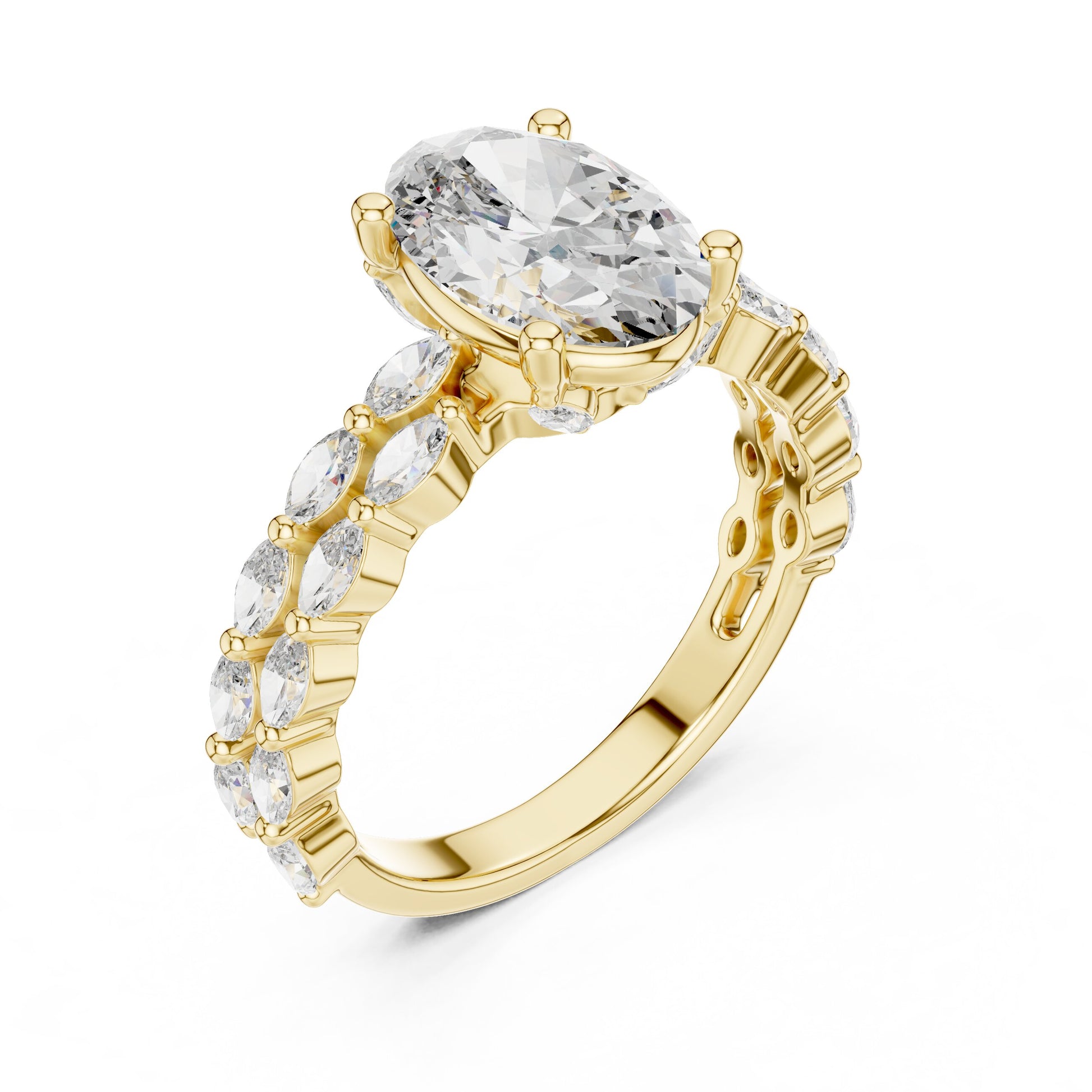 Mixed Shape Lab Grown Diamond Side Stone Ring
