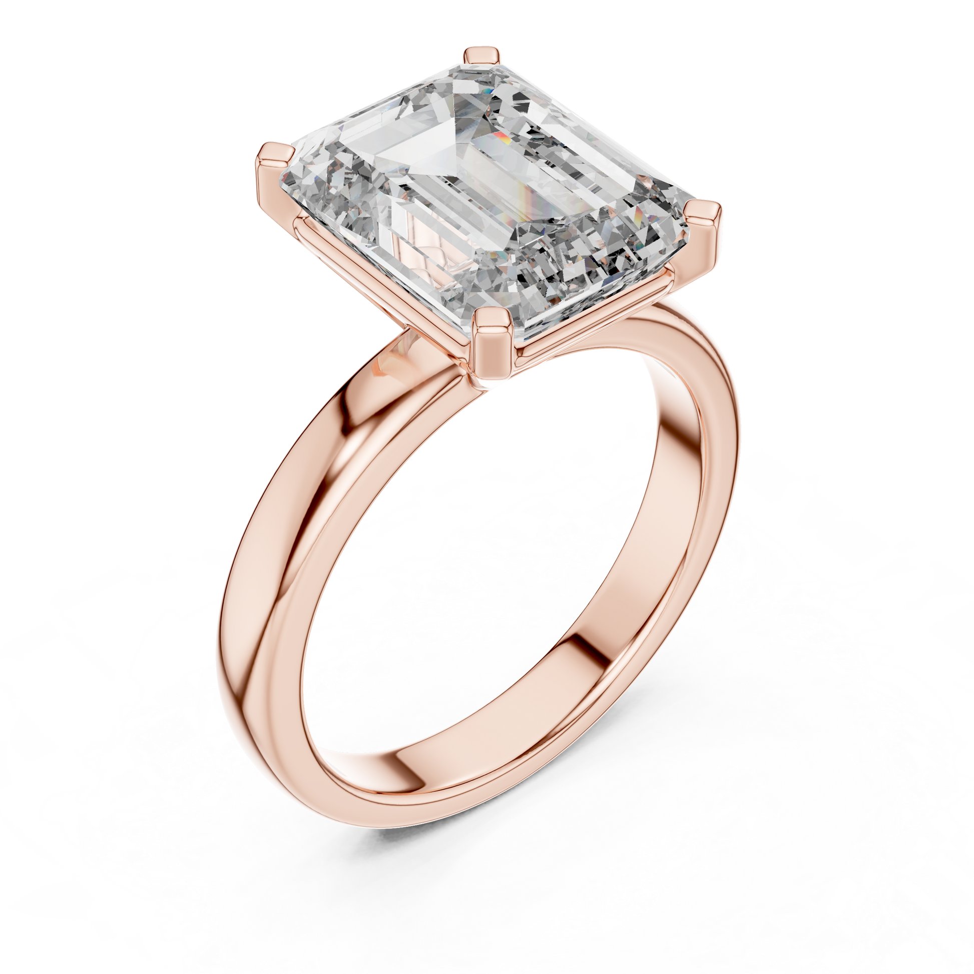 Emerald Solitaire Lab Grown Diamond Ring