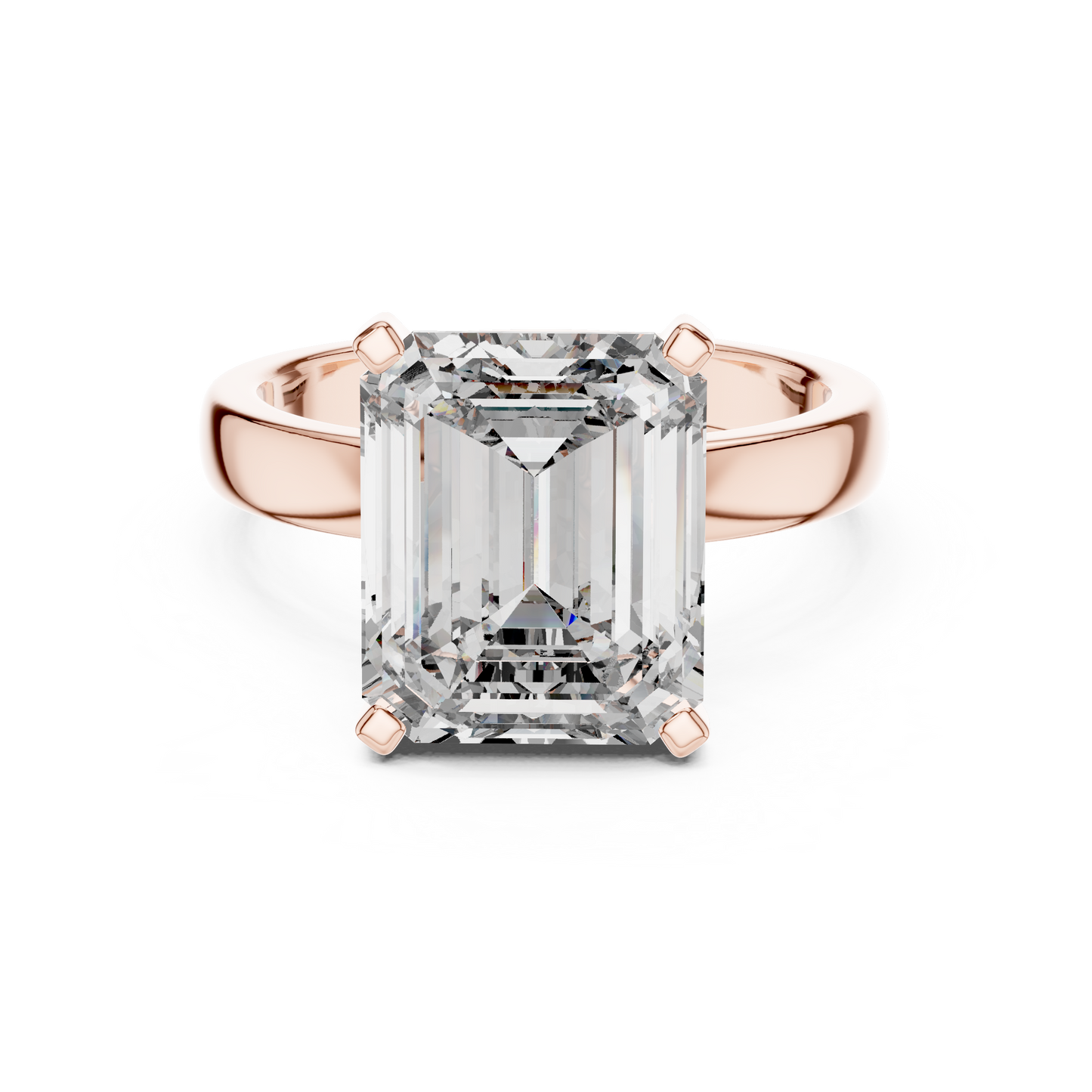 Emerald Solitaire Lab Grown Diamond Ring