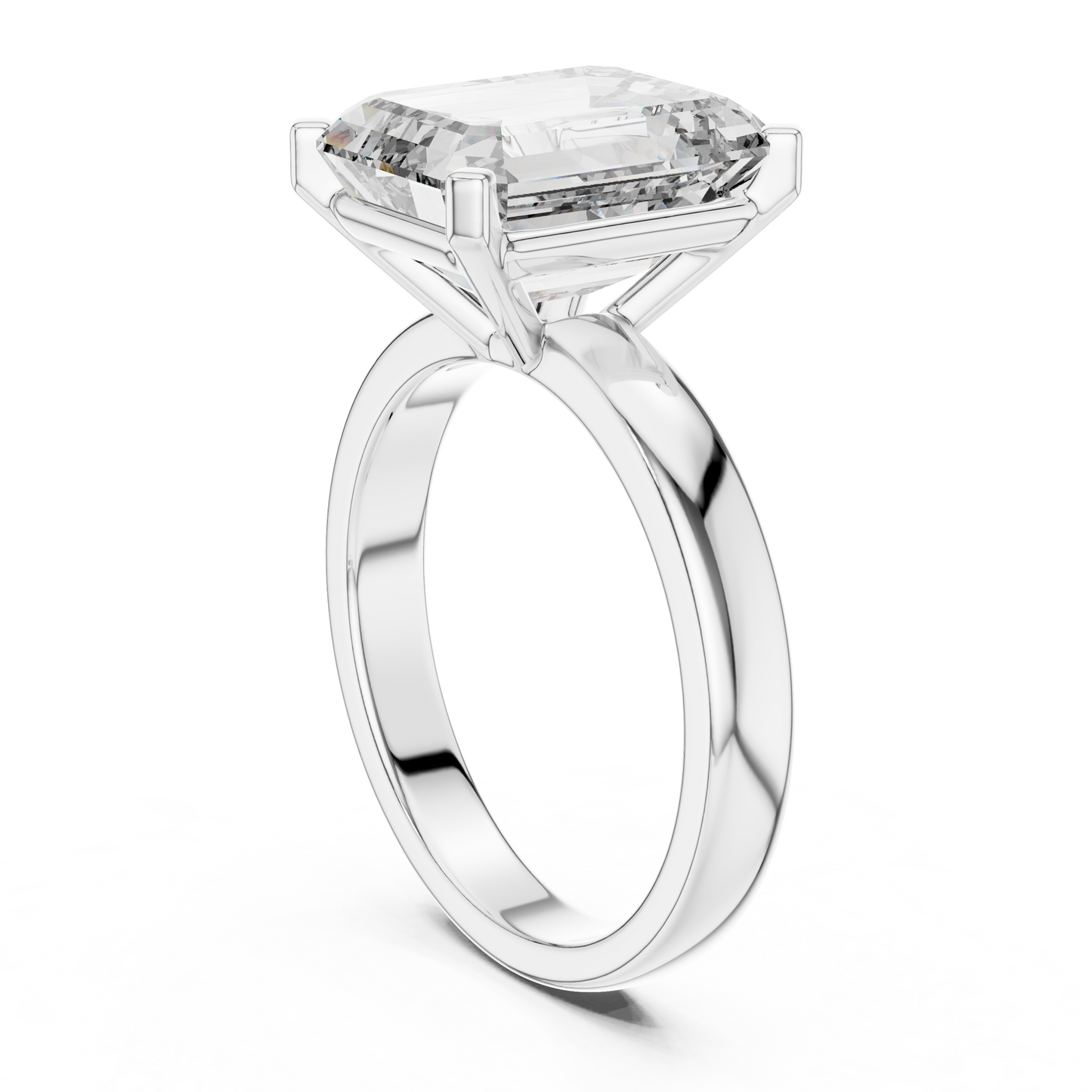 Emerald Solitaire Lab Grown Diamond Ring
