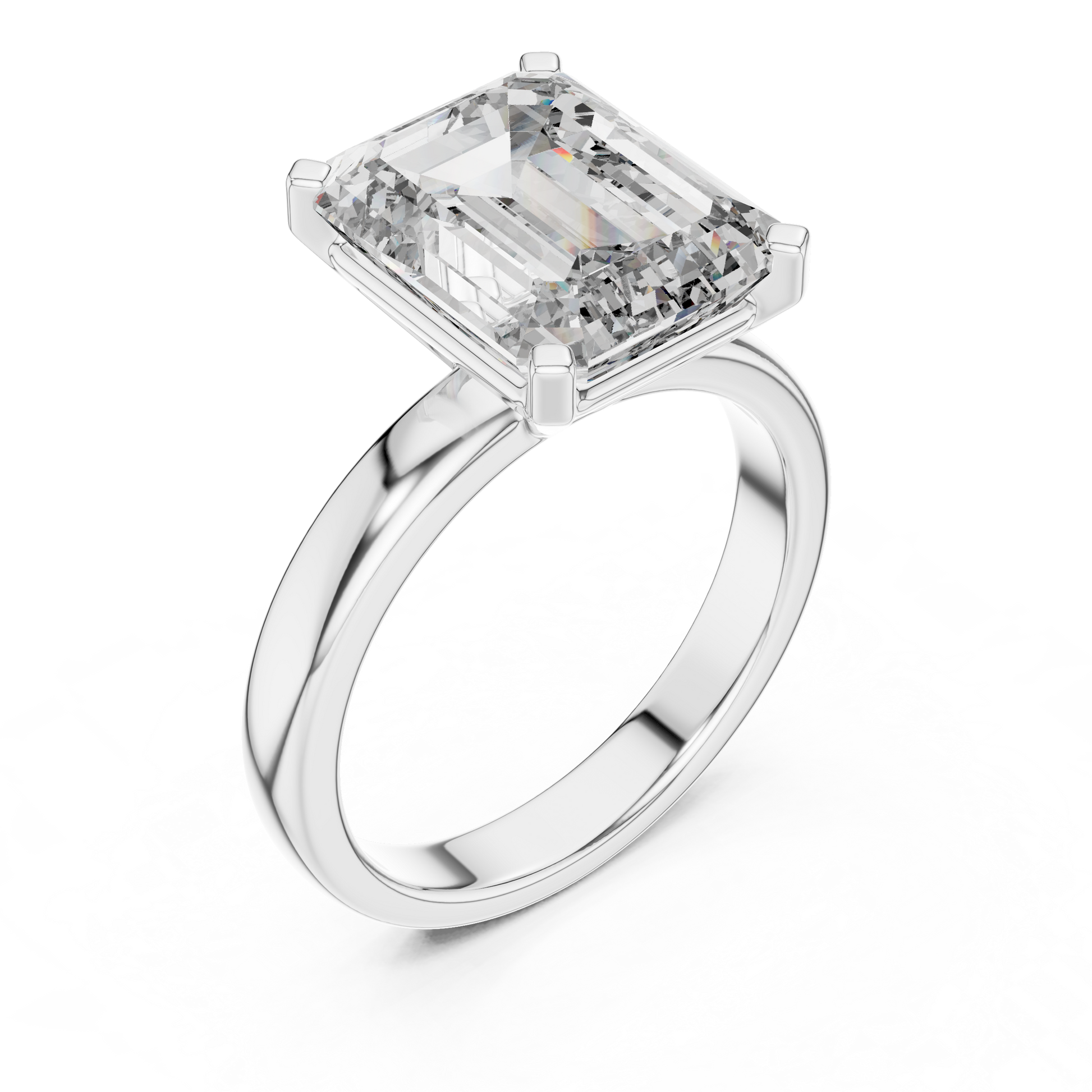 Emerald Solitaire Lab Grown Diamond Ring