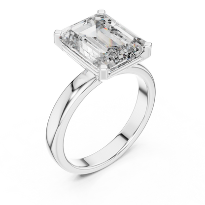 Emerald Solitaire Lab Grown Diamond Ring