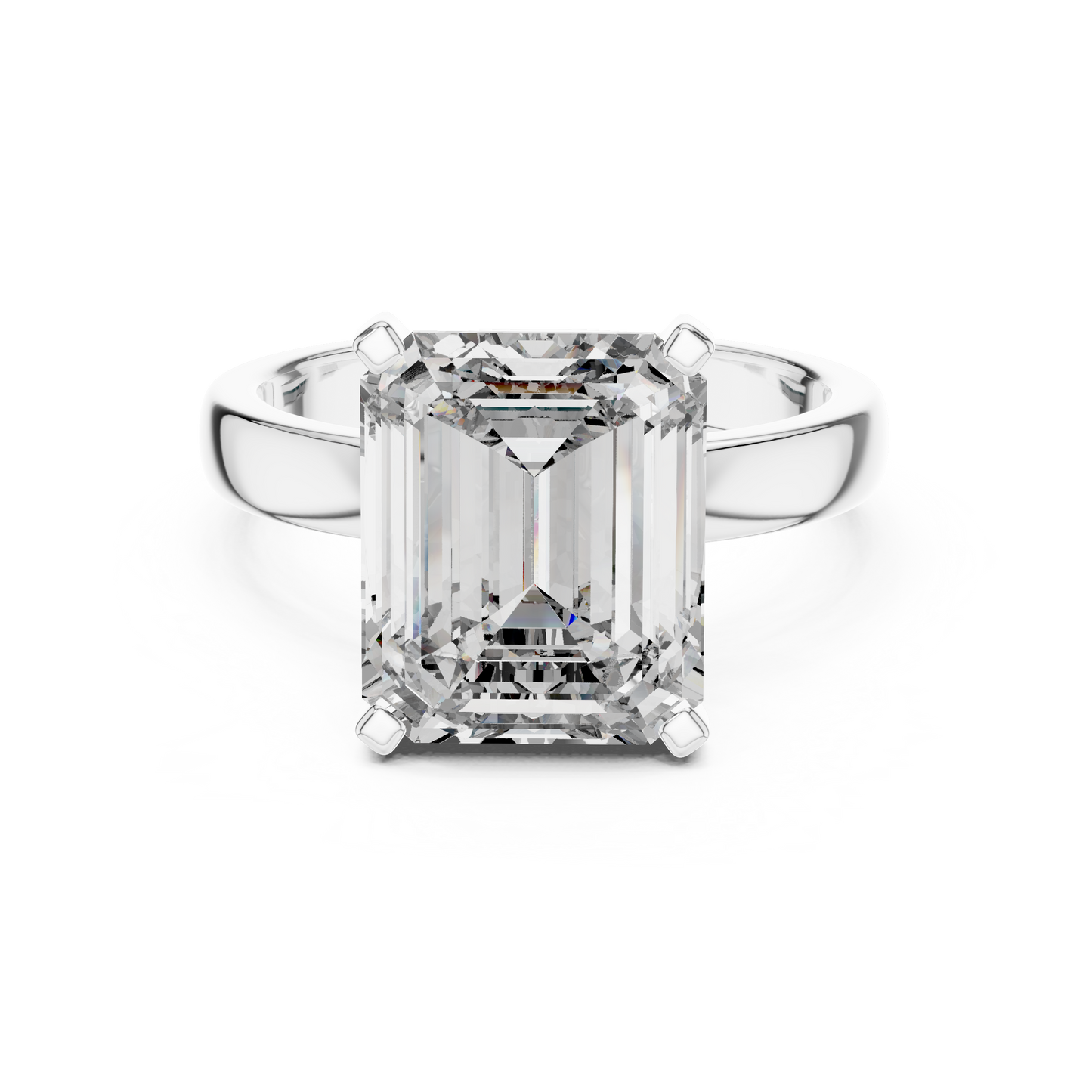 Emerald Solitaire Lab Grown Diamond Ring