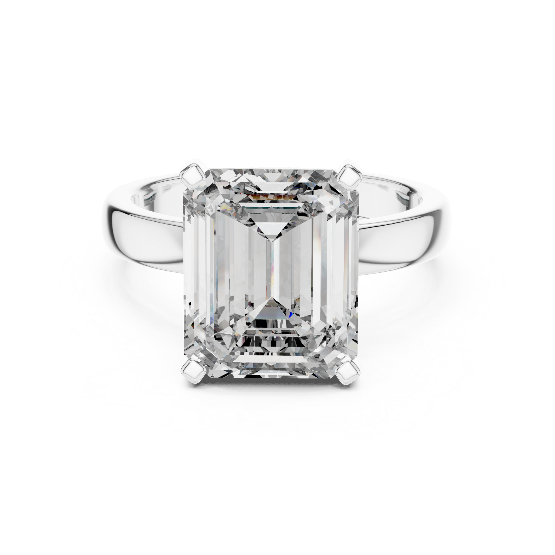 Emerald Solitaire Lab Grown Diamond Ring