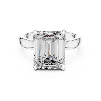 Emerald Solitaire Lab Grown Diamond Ring