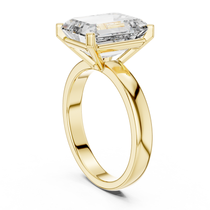 Emerald Solitaire Lab Grown Diamond Ring