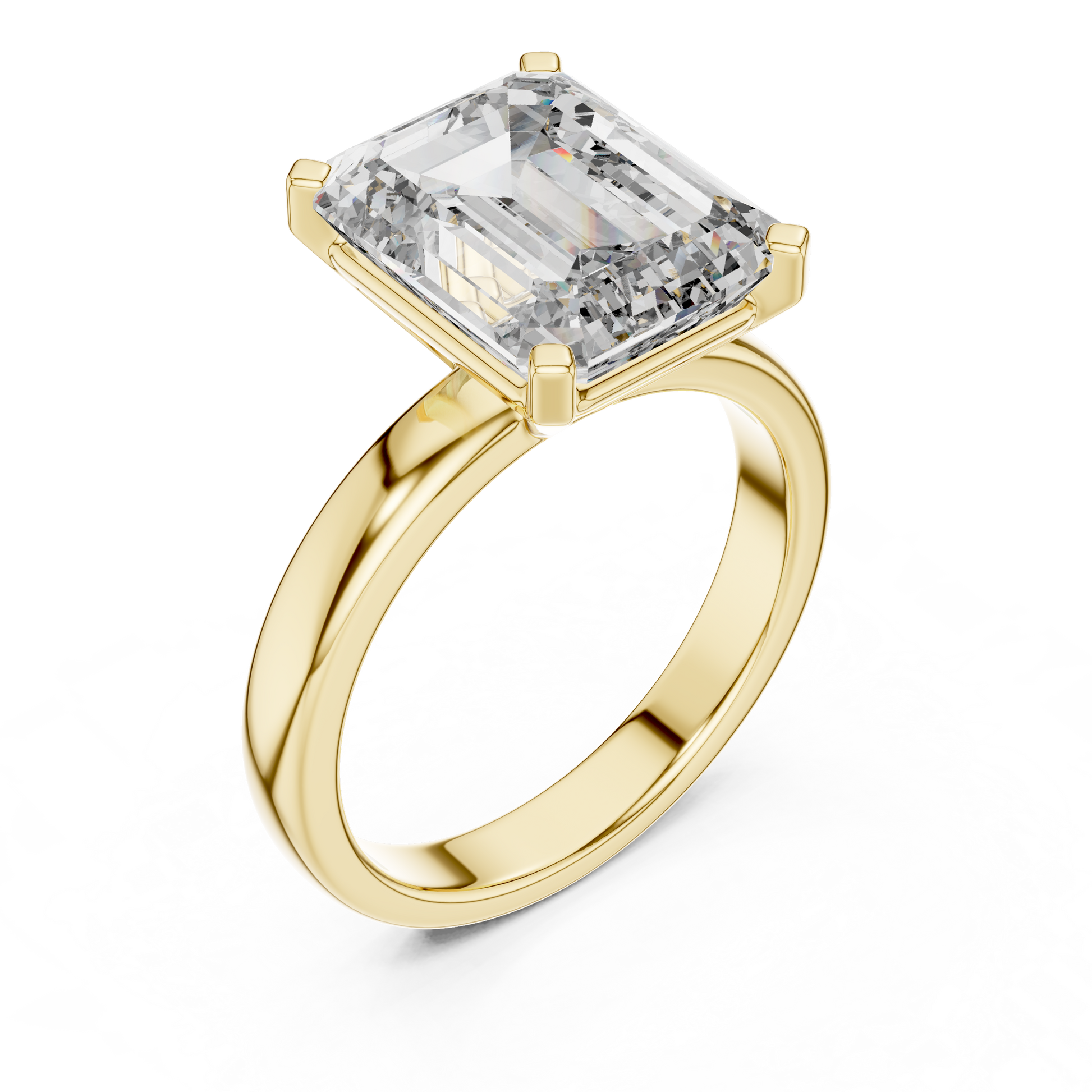 Emerald Solitaire Lab Grown Diamond Ring