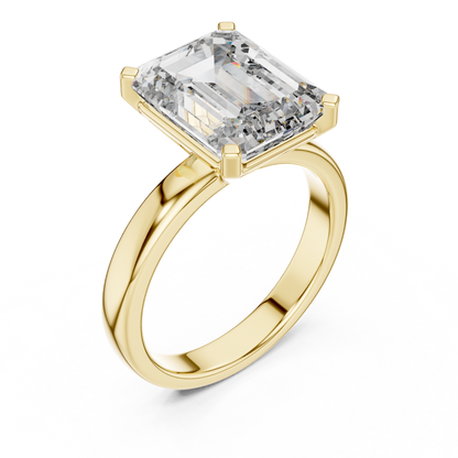 Emerald Solitaire Lab Grown Diamond Ring