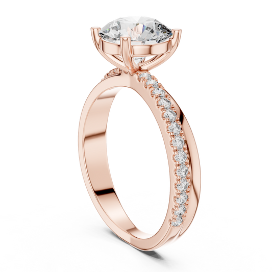 Round Side Stone Lab Grown Diamond Ring