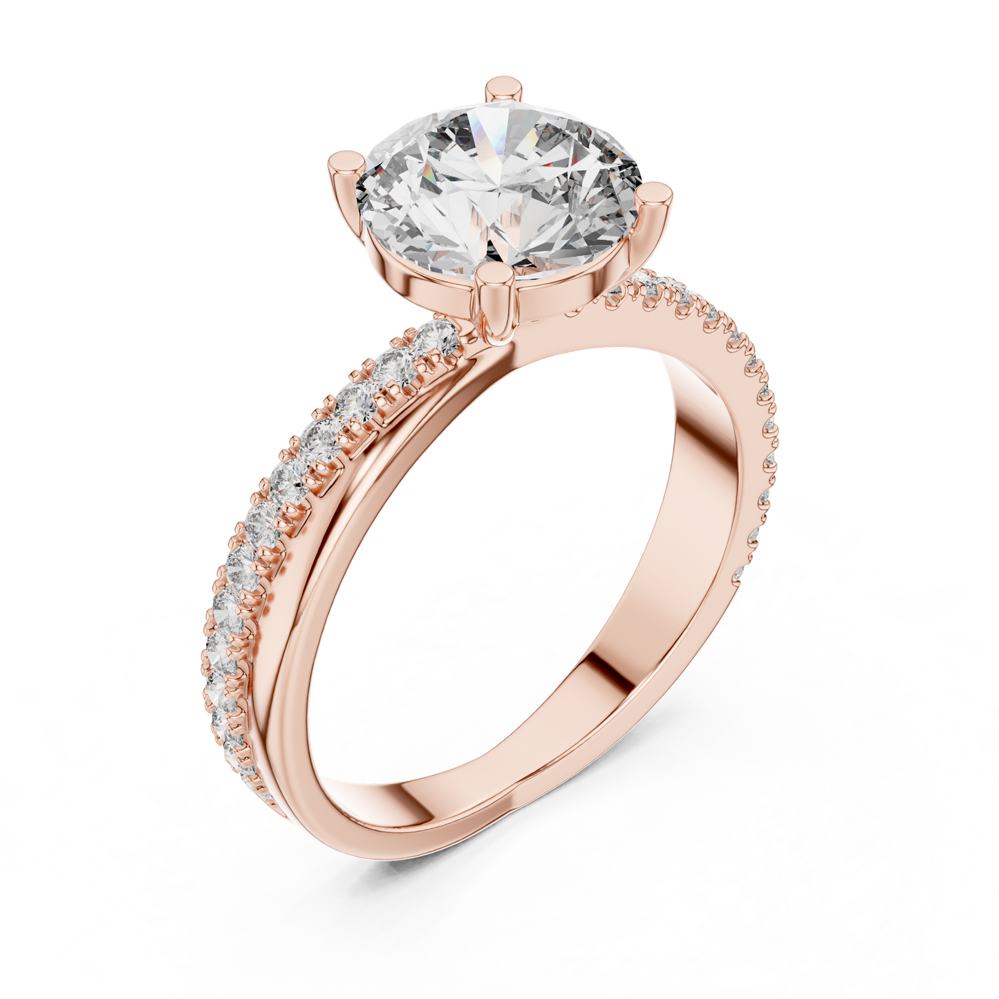 Round Side Stone Lab Grown Diamond Ring