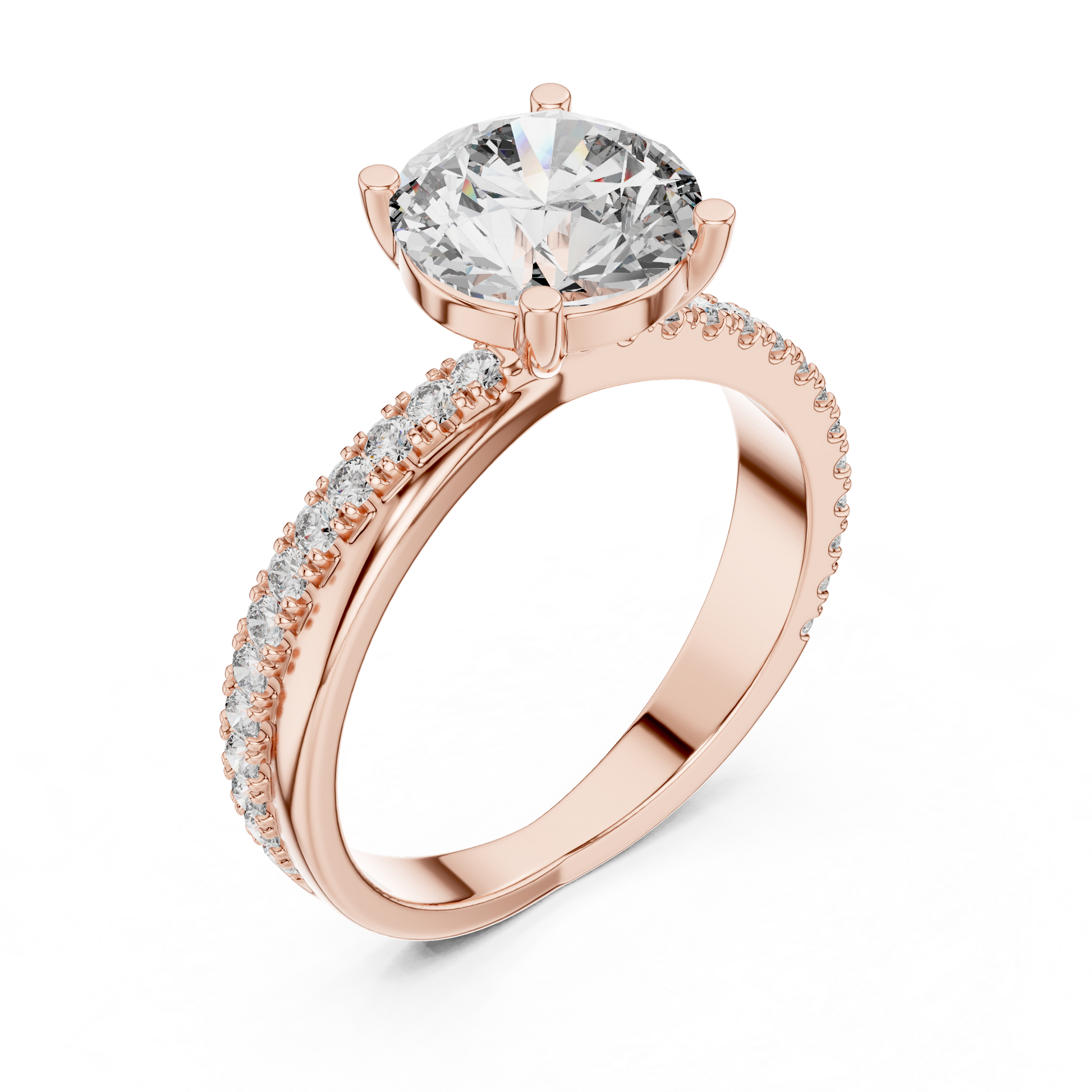 Round Side Stone Lab Grown Diamond Ring
