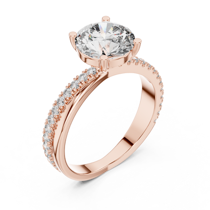 Round Side Stone Lab Grown Diamond Ring