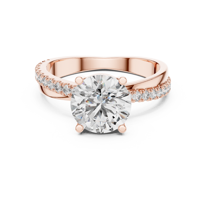 Round Side Stone Lab Grown Diamond Ring