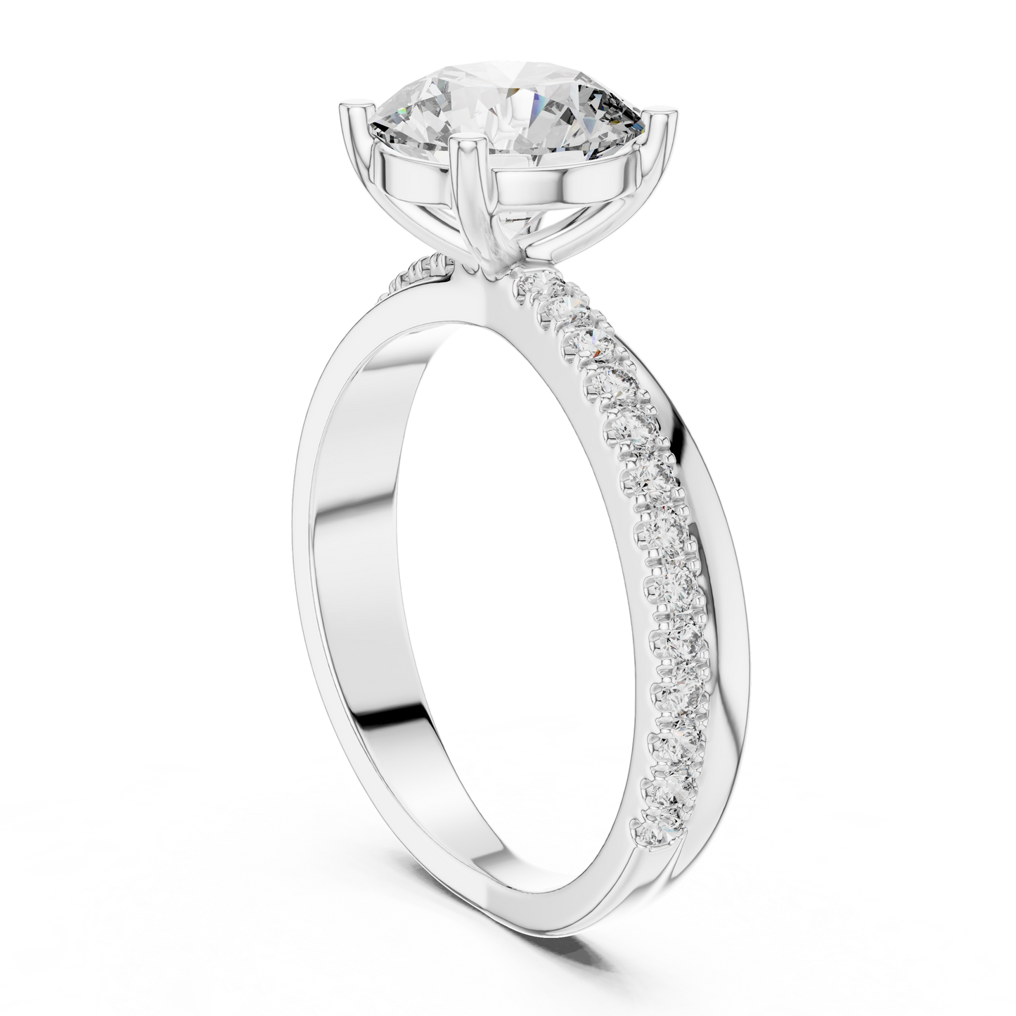 Round Side Stone Lab Grown Diamond Ring