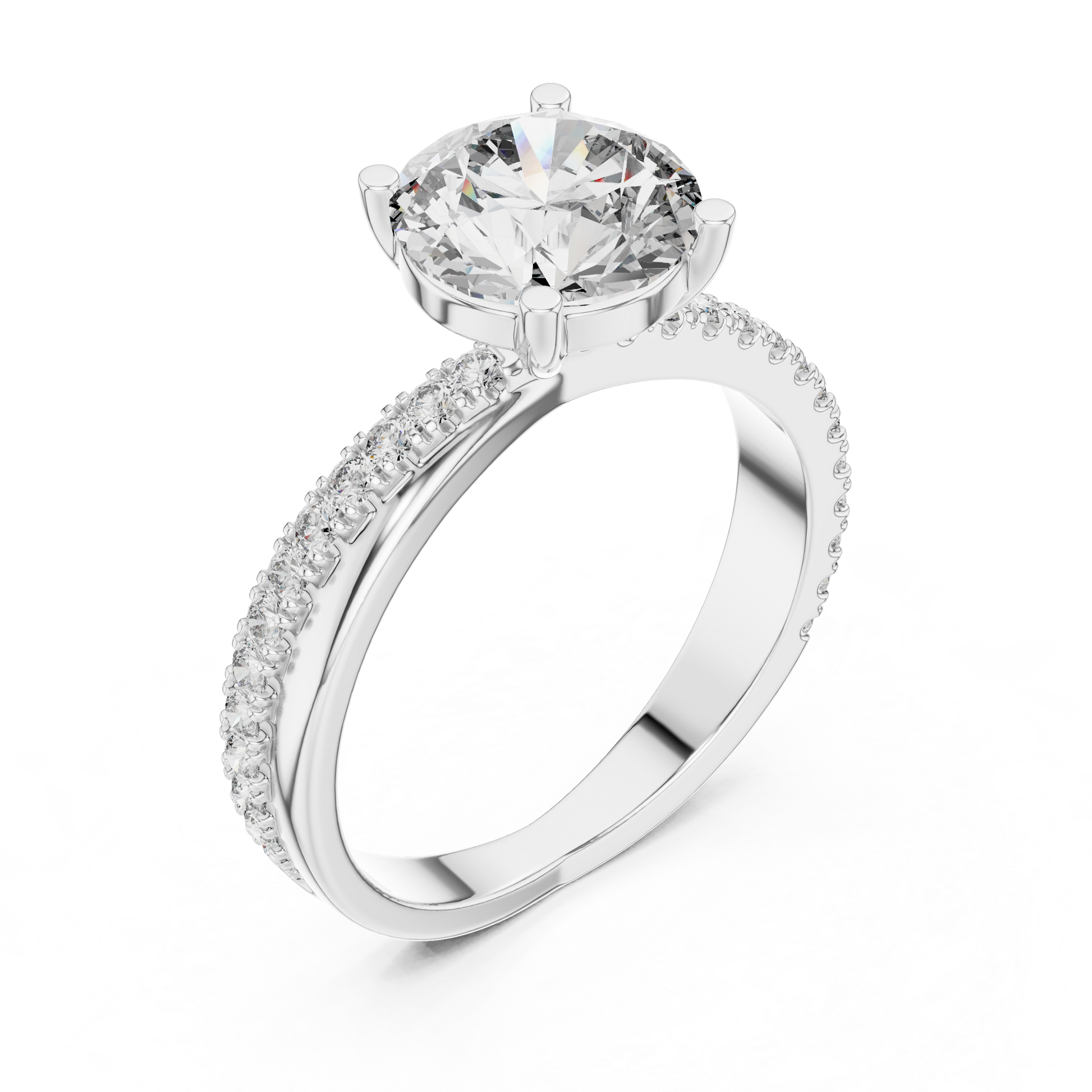 Round Side Stone Lab Grown Diamond Ring