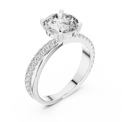 Round Side Stone Lab Grown Diamond Ring