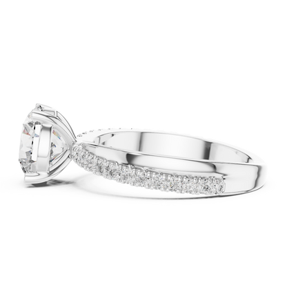 Round Side Stone Lab Grown Diamond Ring