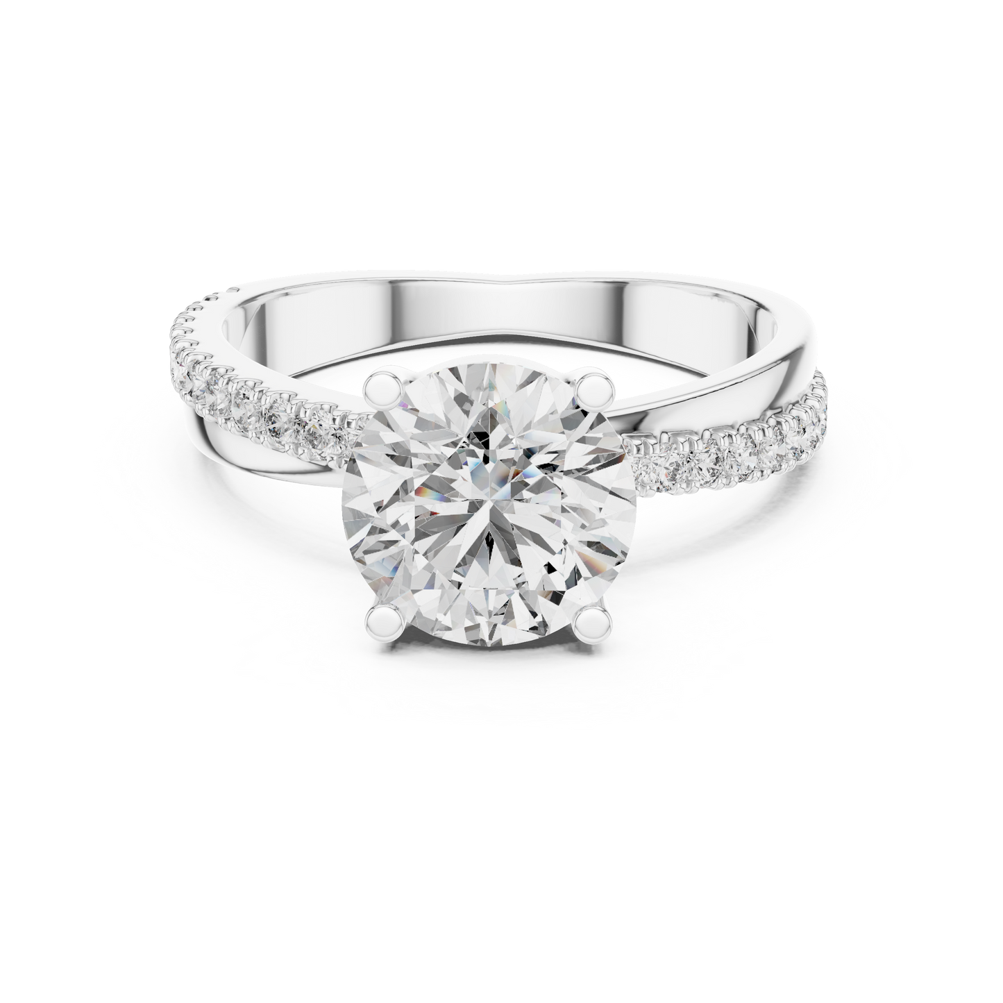Round Side Stone Lab Grown Diamond Ring
