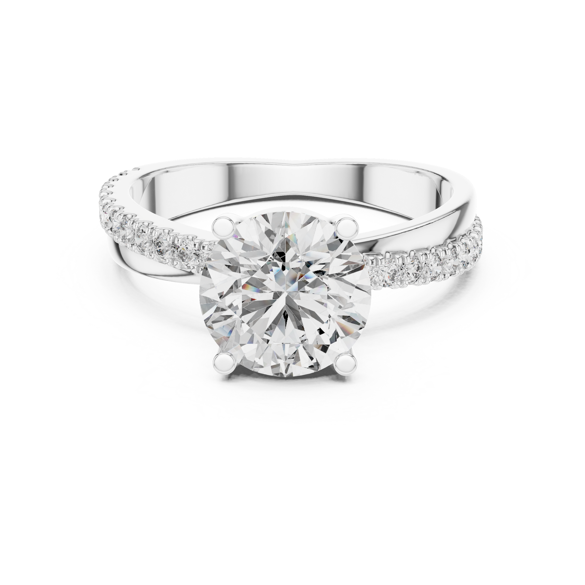 Round Side Stone Lab Grown Diamond Ring