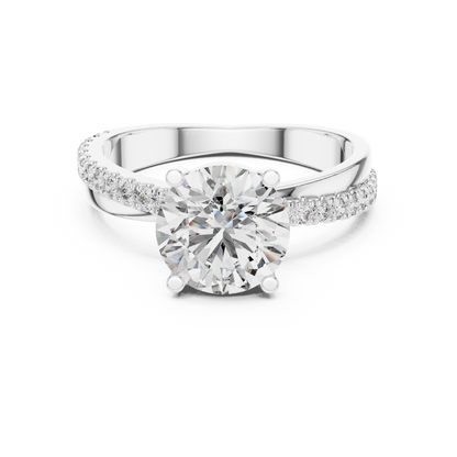 Round Side Stone Lab Grown Diamond Ring