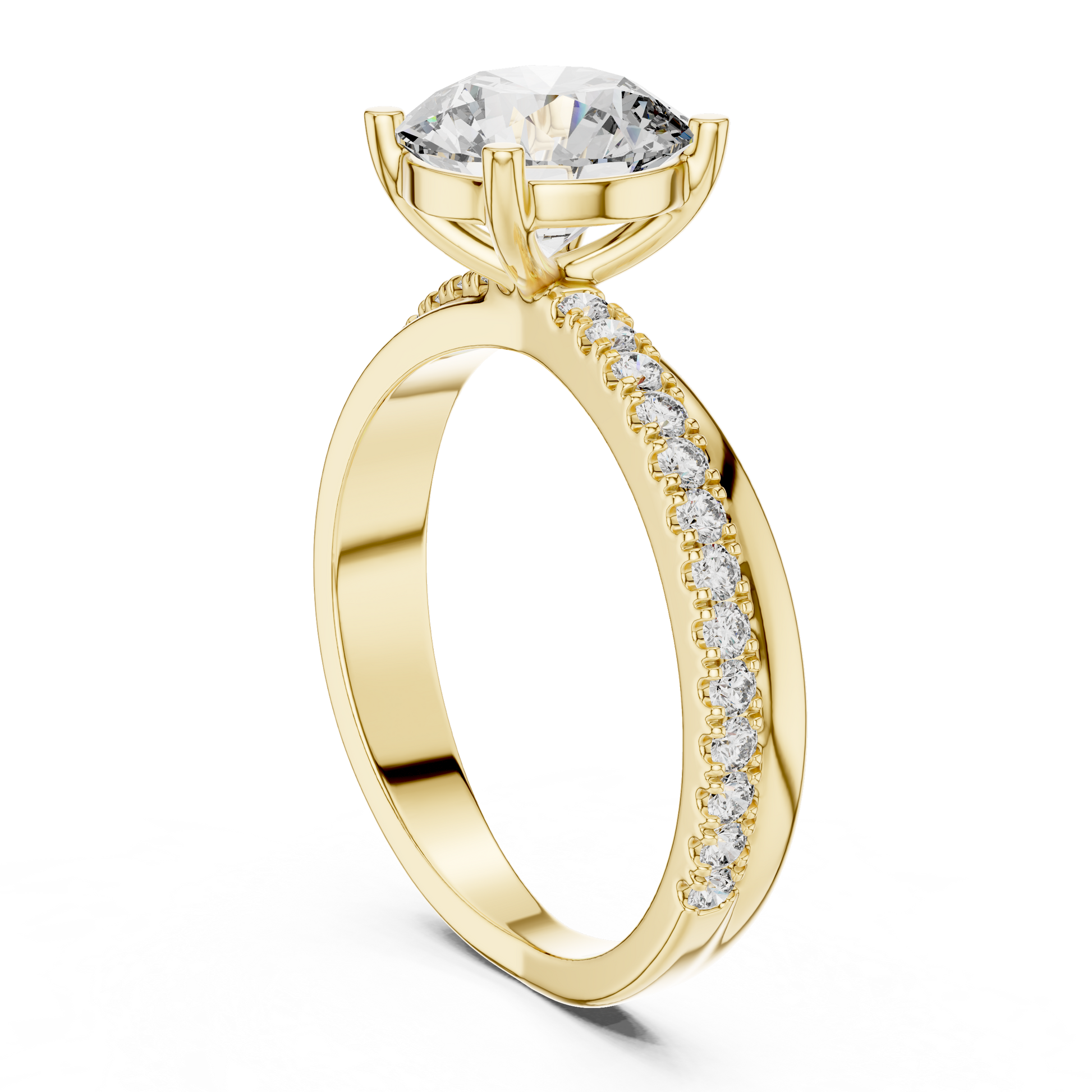 Round Side Stone Lab Grown Diamond Ring