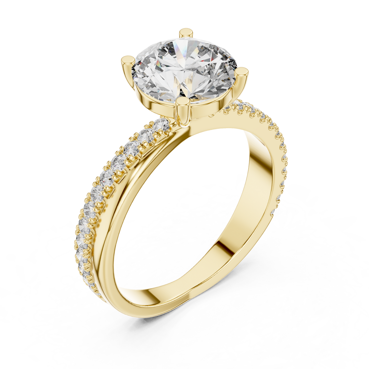 Round Side Stone Lab Grown Diamond Ring