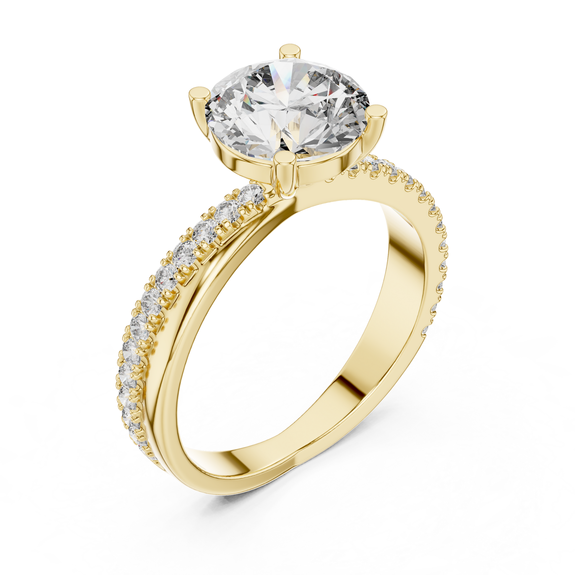 Round Side Stone Lab Grown Diamond Ring
