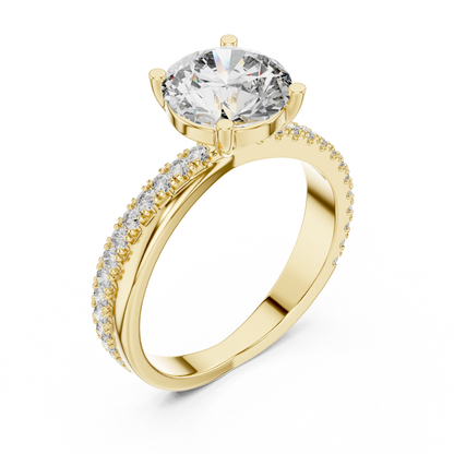 Round Side Stone Lab Grown Diamond Ring