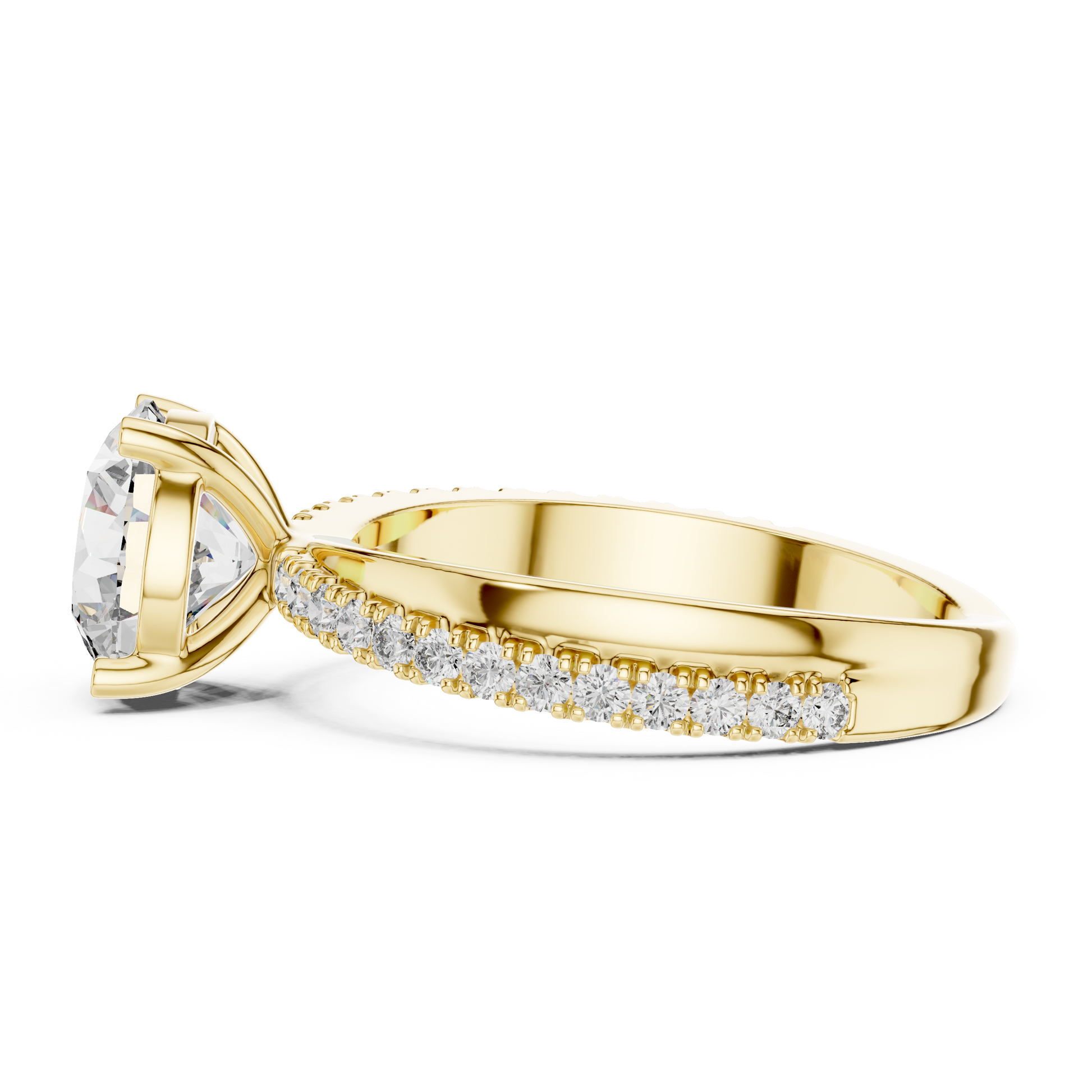 Round Side Stone Lab Grown Diamond Ring