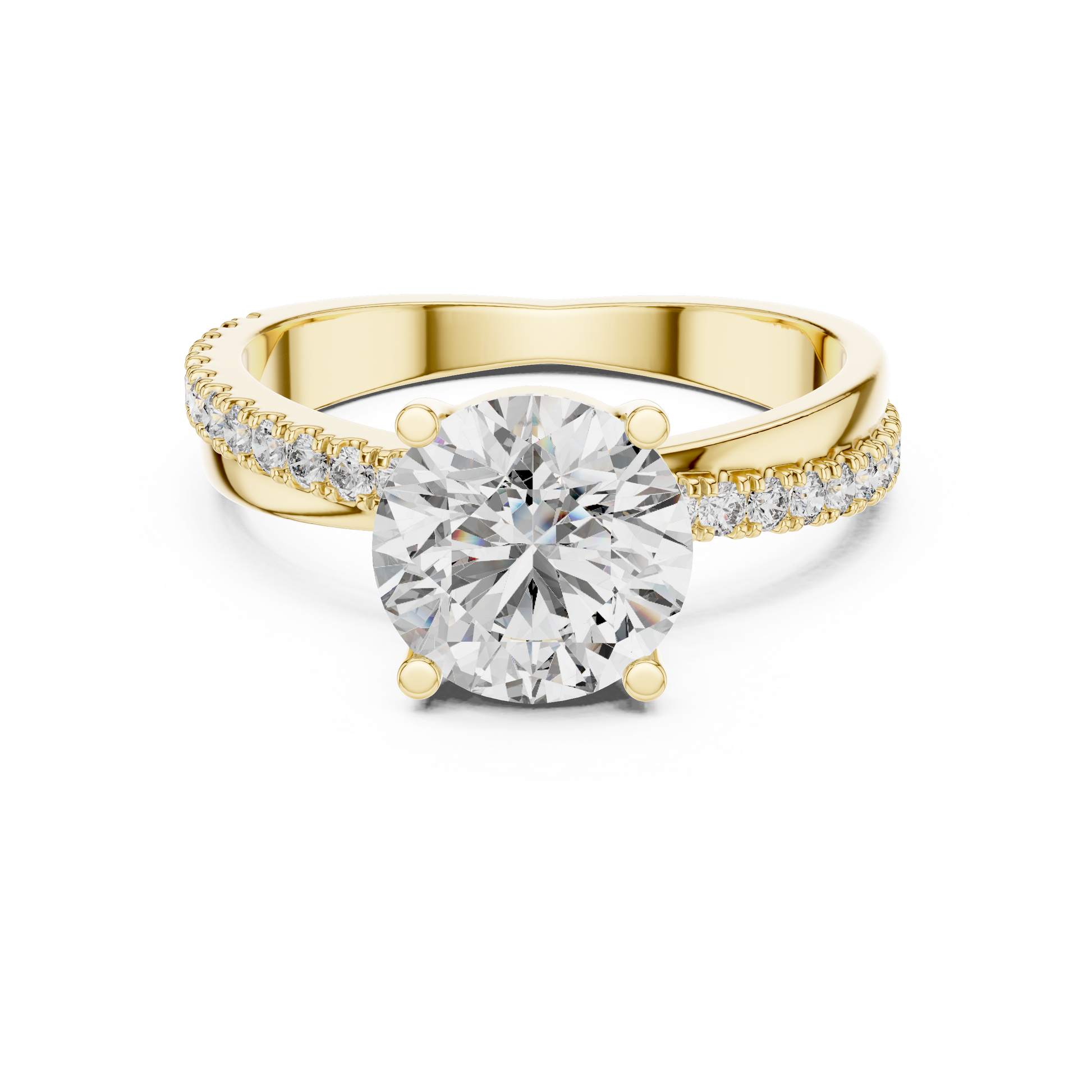Round Side Stone Lab Grown Diamond Ring