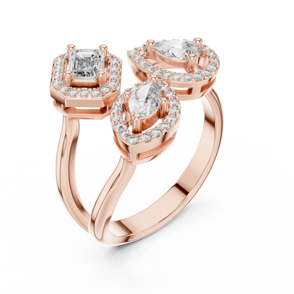 Mixed Shape Lab Grown Diamond Halo Ring