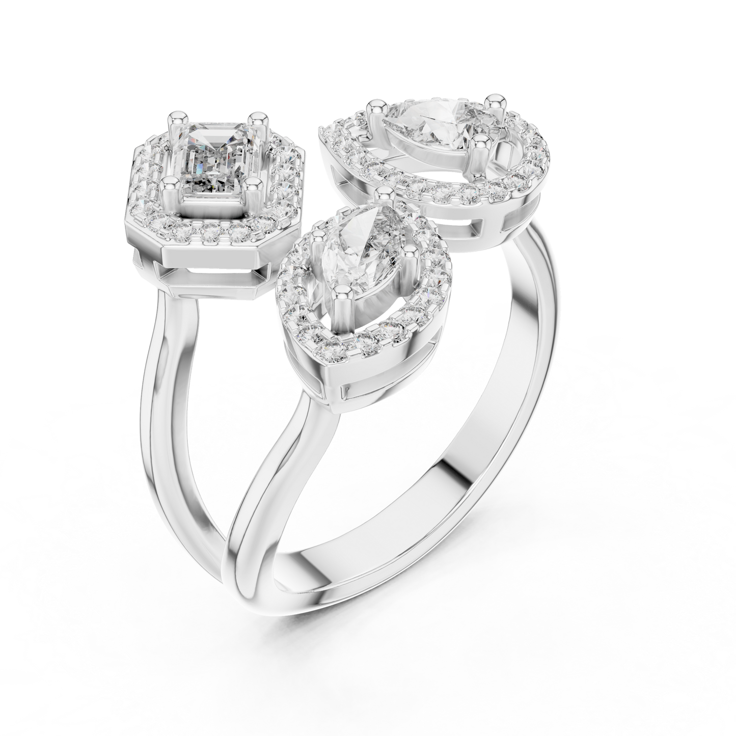 Mixed Shape Lab Grown Diamond Halo Ring