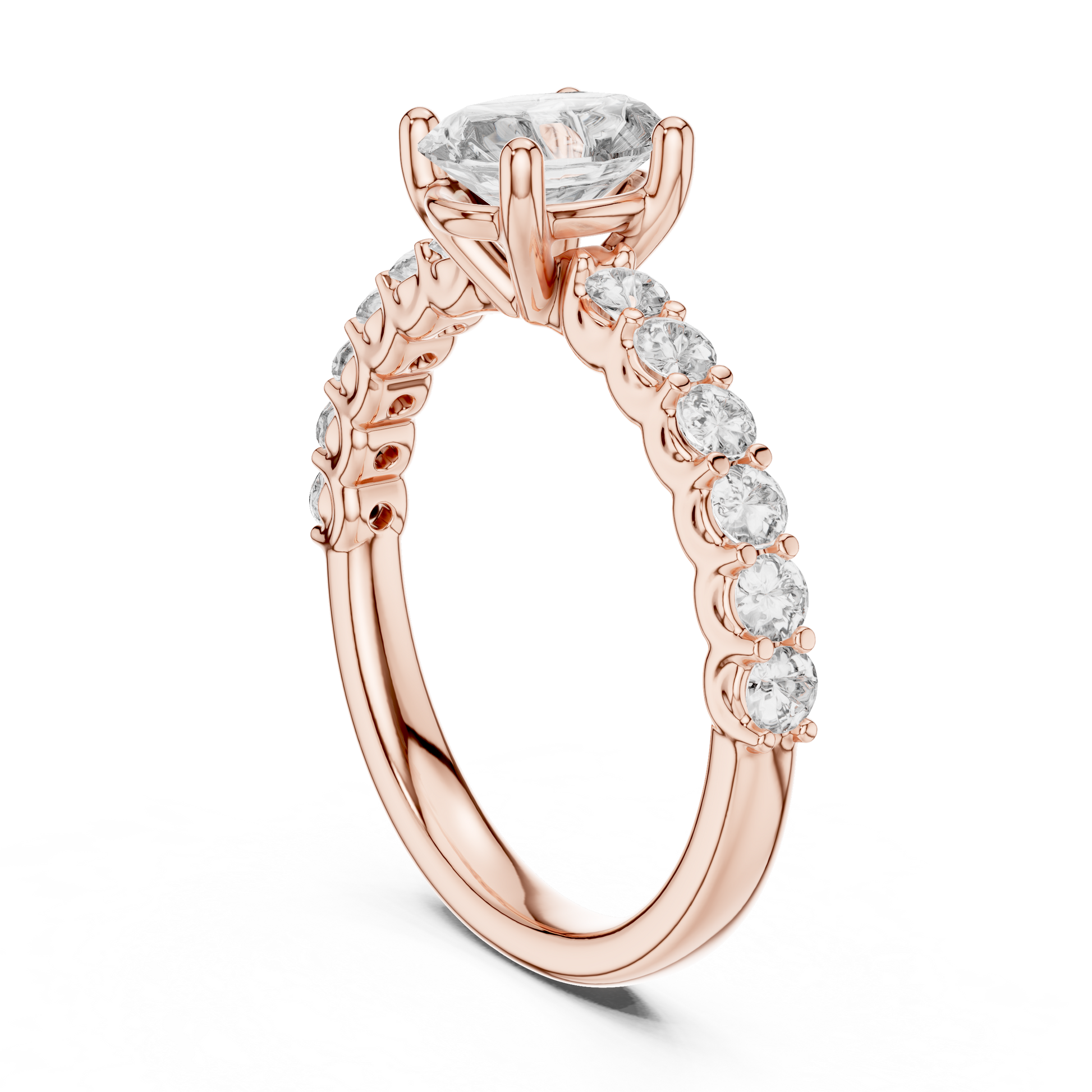 Round Side Stone Lab Grown Diamond Ring