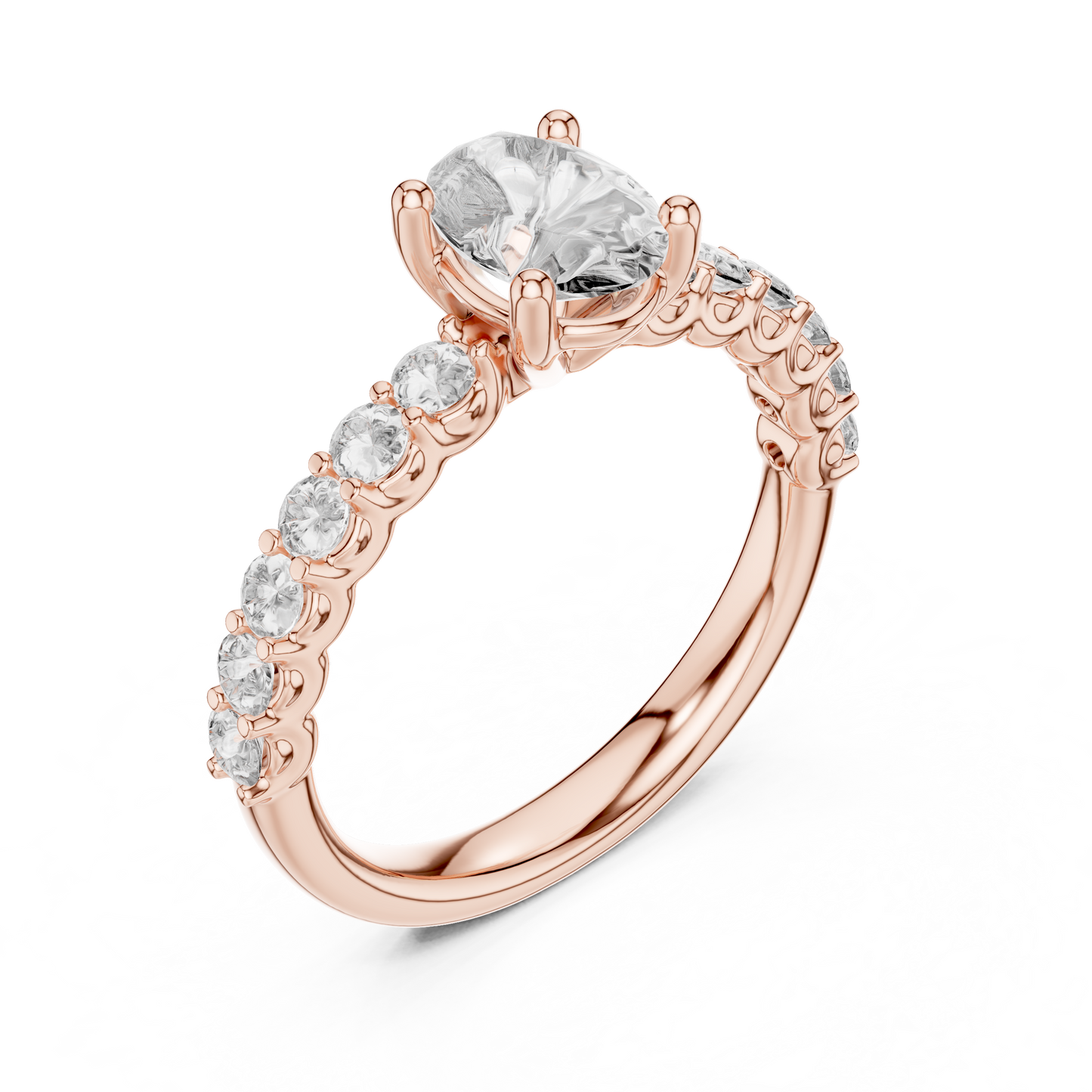 Round Side Stone Lab Grown Diamond Ring