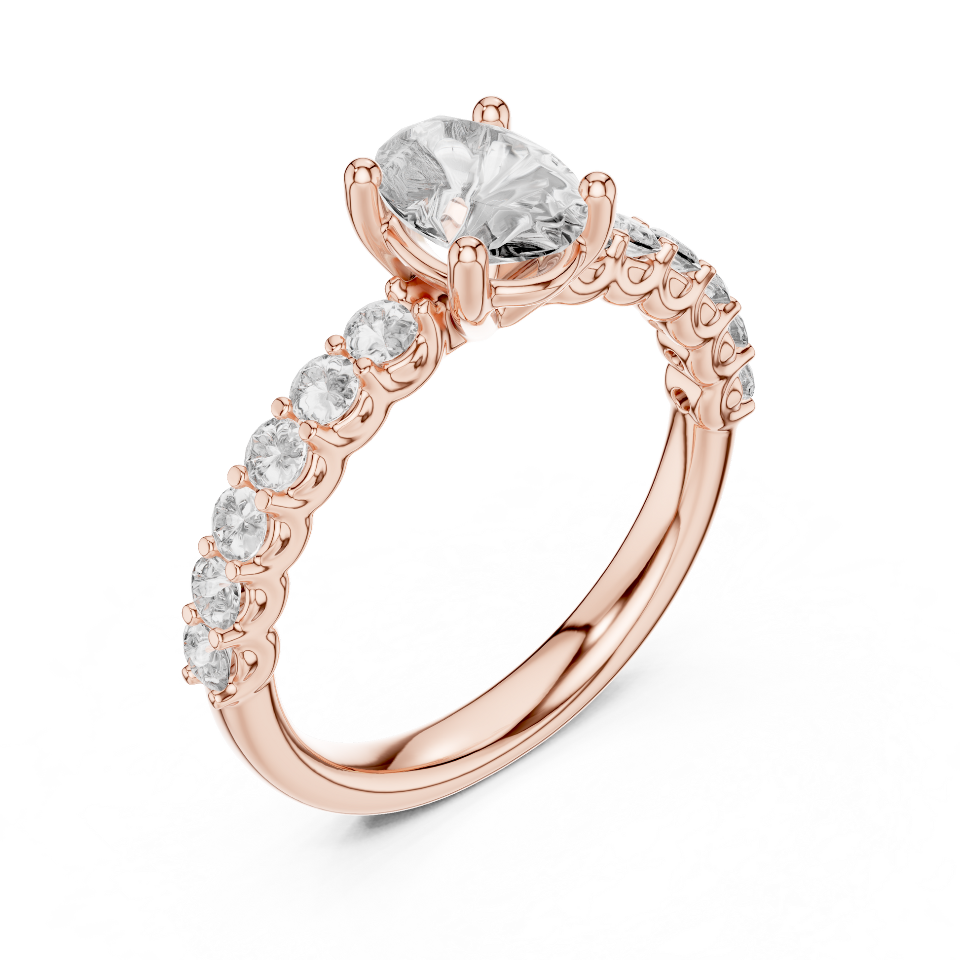 Round Side Stone Lab Grown Diamond Ring