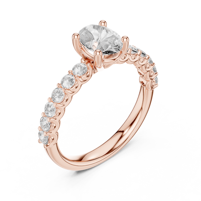 Round Side Stone Lab Grown Diamond Ring