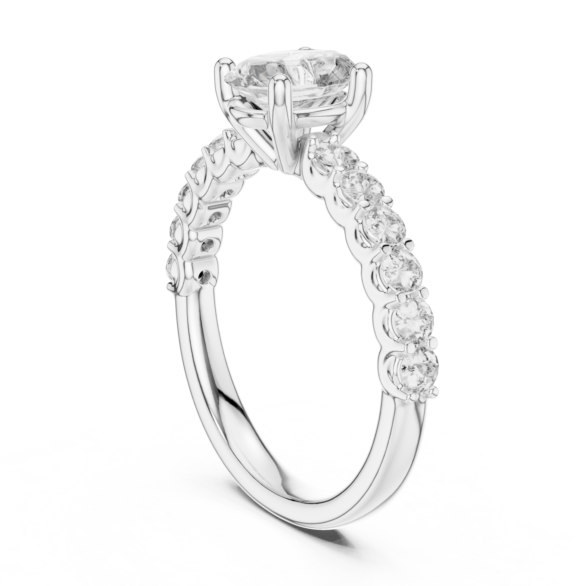 Round Side Stone Lab Grown Diamond Ring