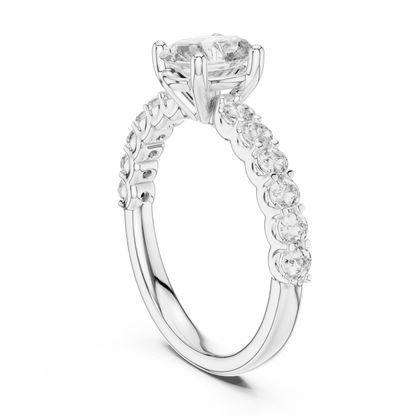 Round Side Stone Lab Grown Diamond Ring