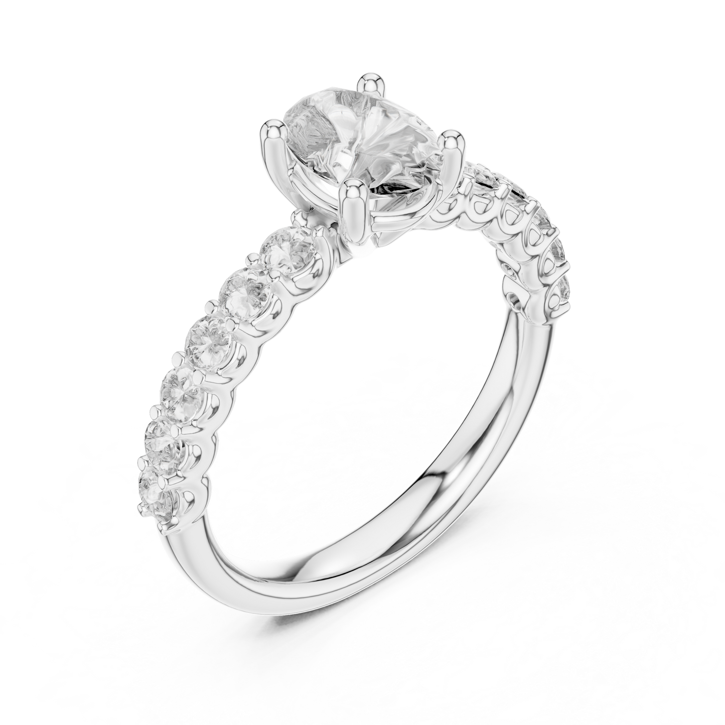 Round Side Stone Lab Grown Diamond Ring