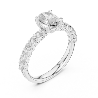 Round Side Stone Lab Grown Diamond Ring