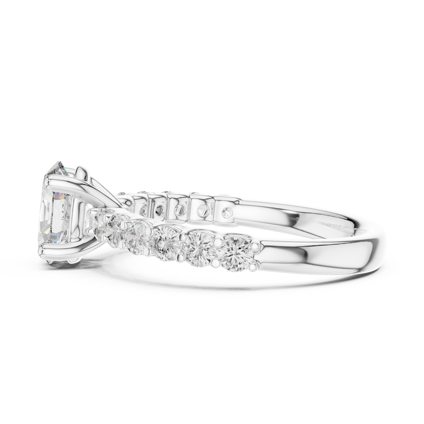 Round Side Stone Lab Grown Diamond Ring
