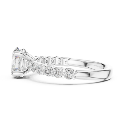 Round Side Stone Lab Grown Diamond Ring