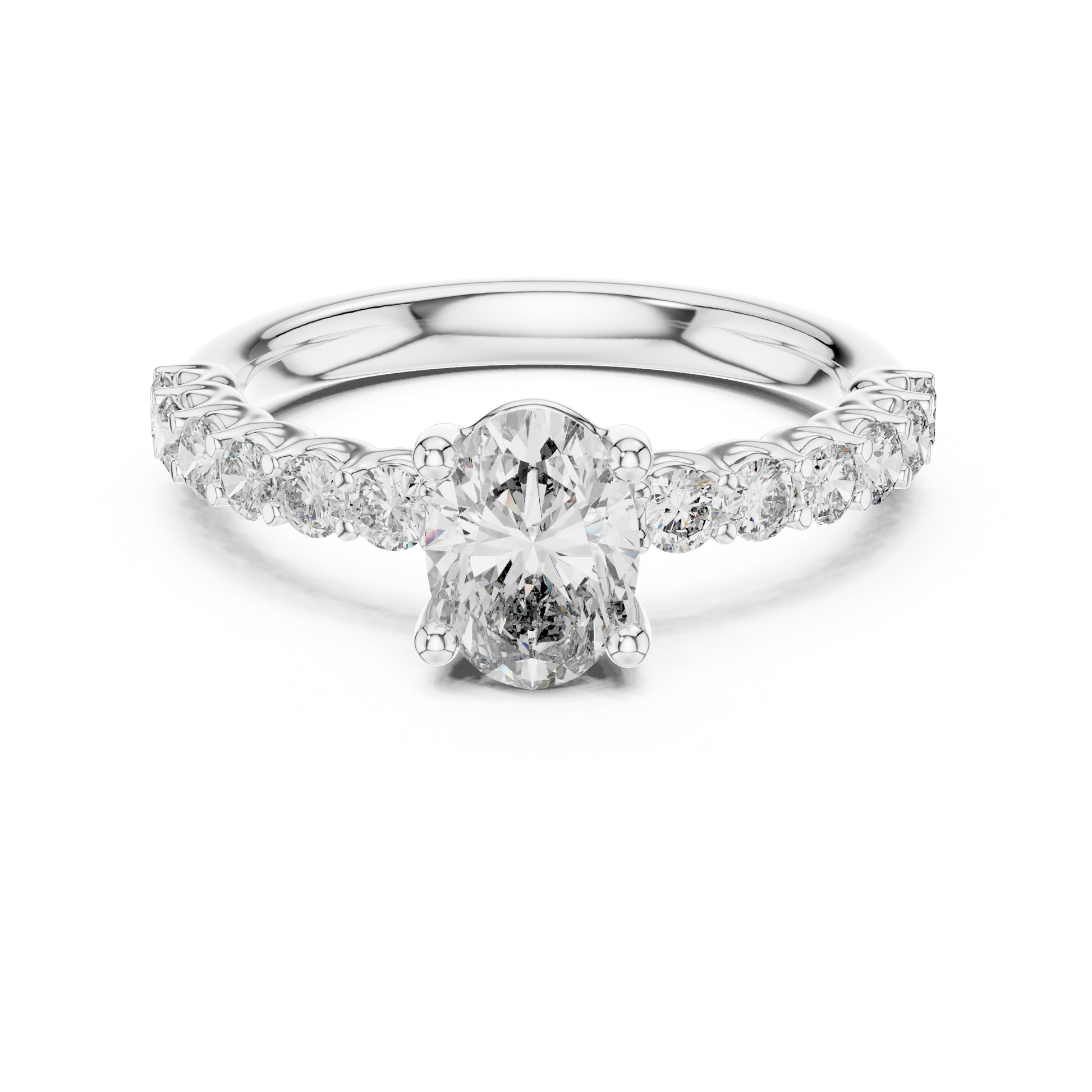 Round Side Stone Lab Grown Diamond Ring