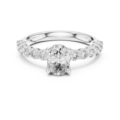 Round Side Stone Lab Grown Diamond Ring