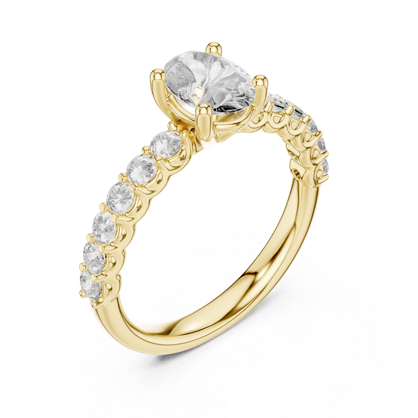 Round Side Stone Lab Grown Diamond Ring