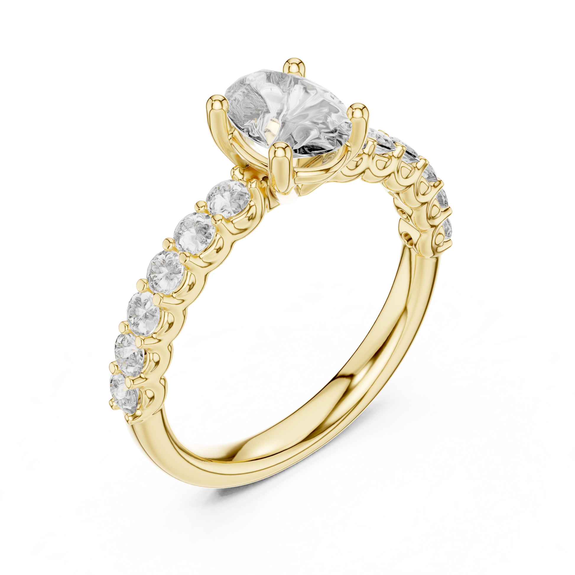 Round Side Stone Lab Grown Diamond Ring