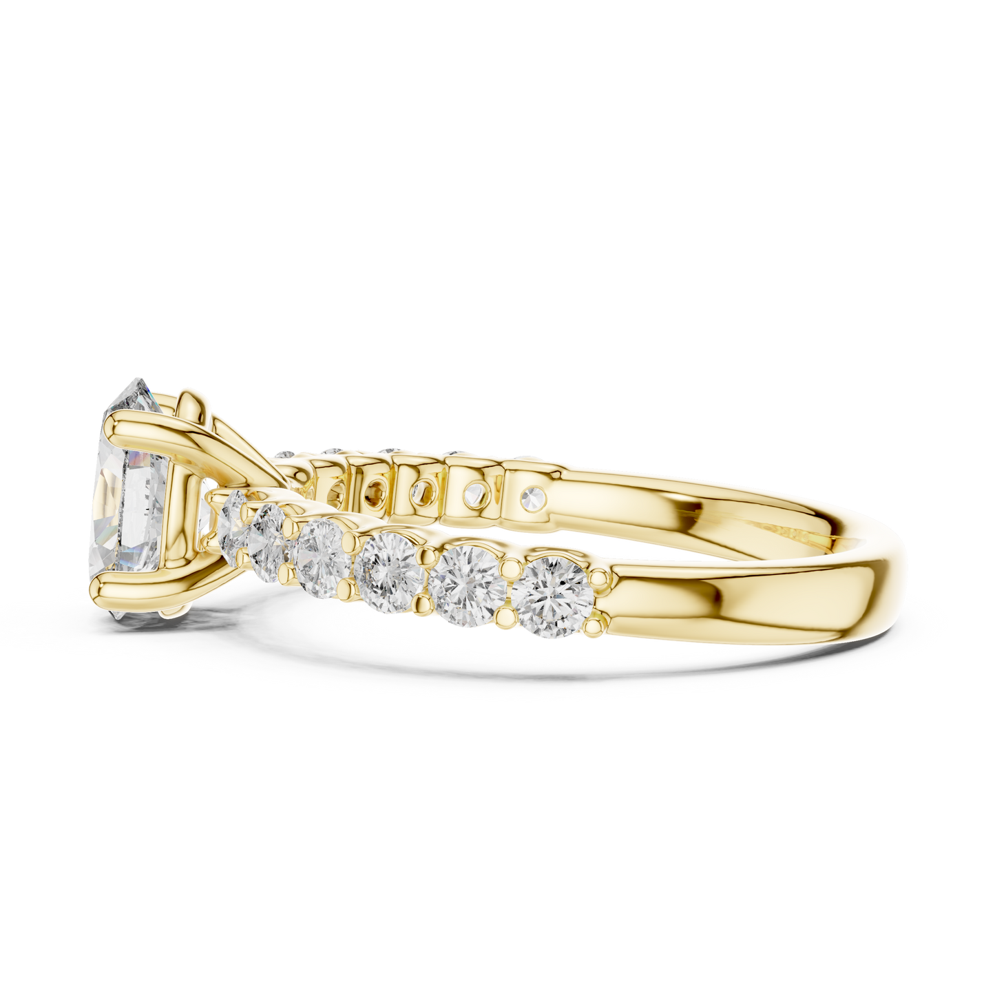 Round Side Stone Lab Grown Diamond Ring