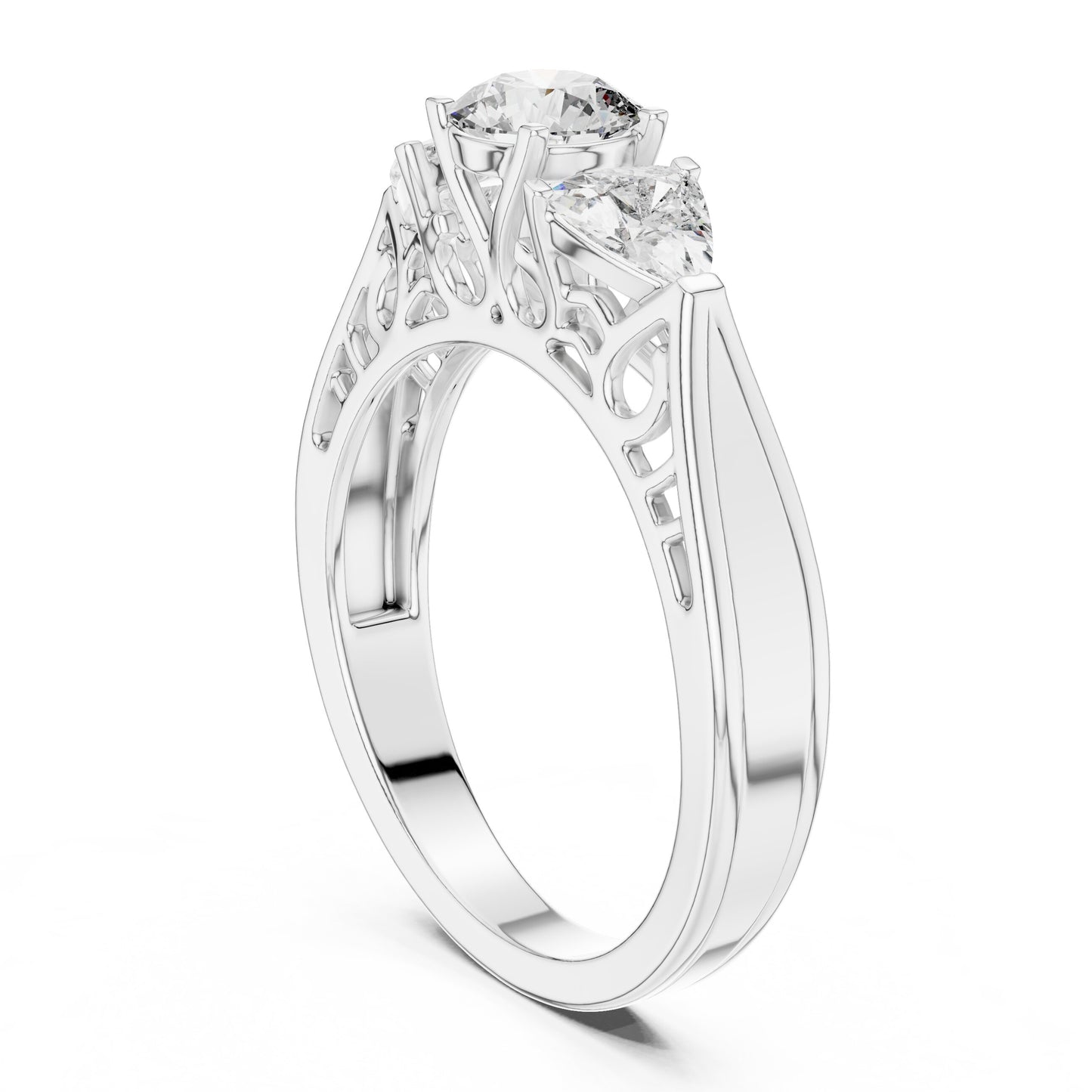 Round Three Stone Lab Grown Diamond Ring